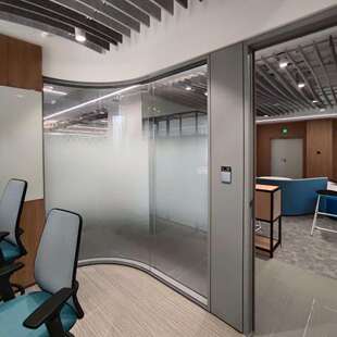 办公楼弧度弧形圆弧折弯转角玻璃隔断双层玻璃设计角度玻璃隔断