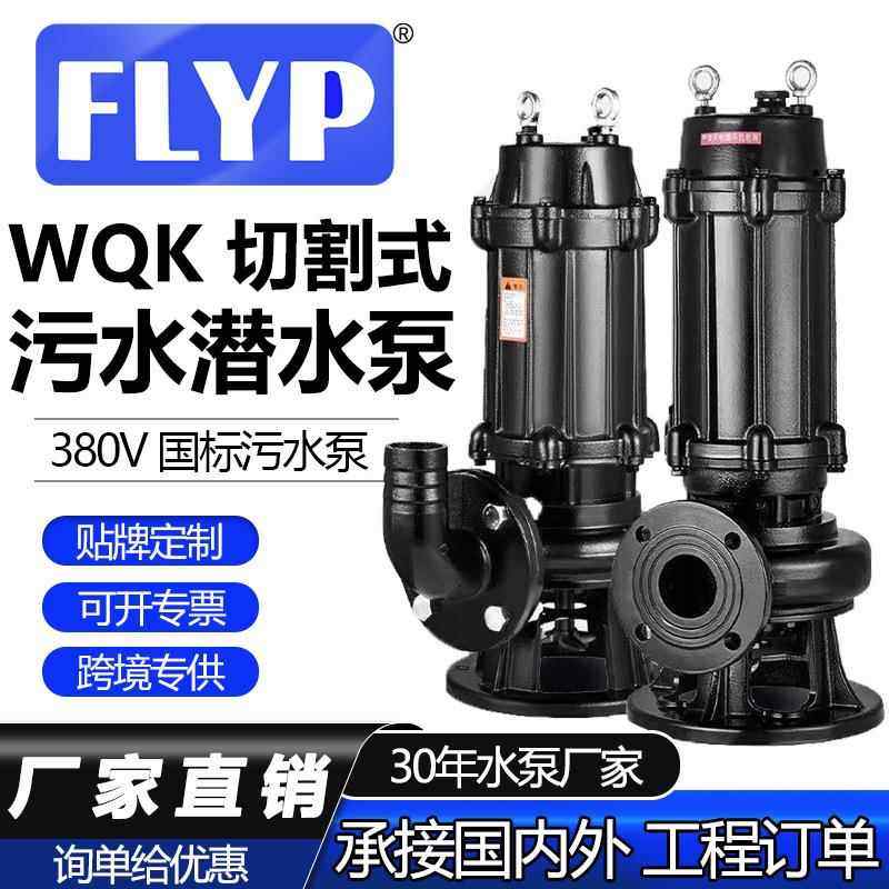 WO法兰排污泵切割污水泵220V家用抽粪泥浆抽水泵380V潜水泵抽水机