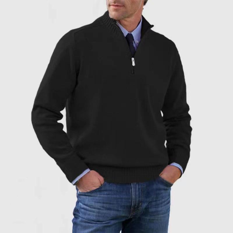 Mens large size knitted sweater zipper wool sweater warm
