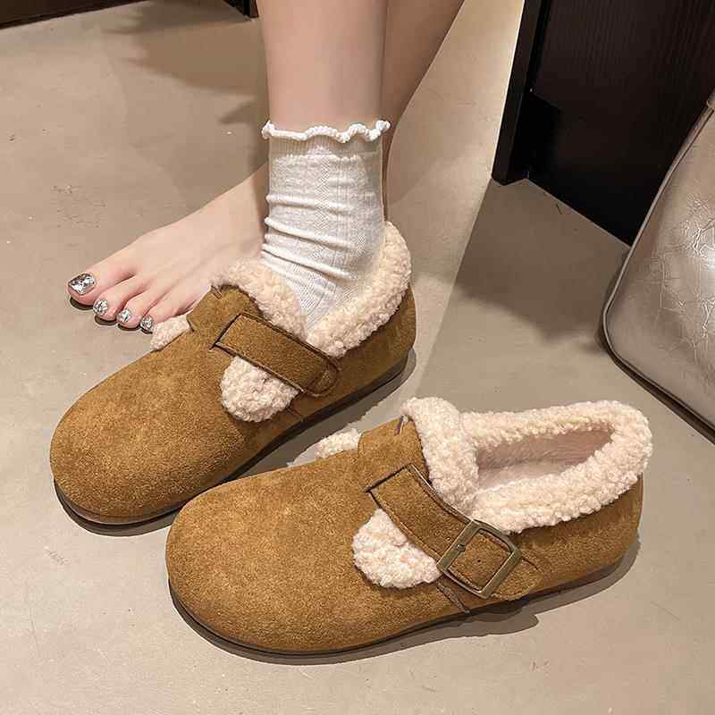 春秋厚底加绒勃肯毛毛鞋女2026新款保暖鞋懒人一脚蹬靴0113z,女鞋,勃肯鞋/软木鞋,淘宝优惠券,粉丝福利购,淘宝优惠卷