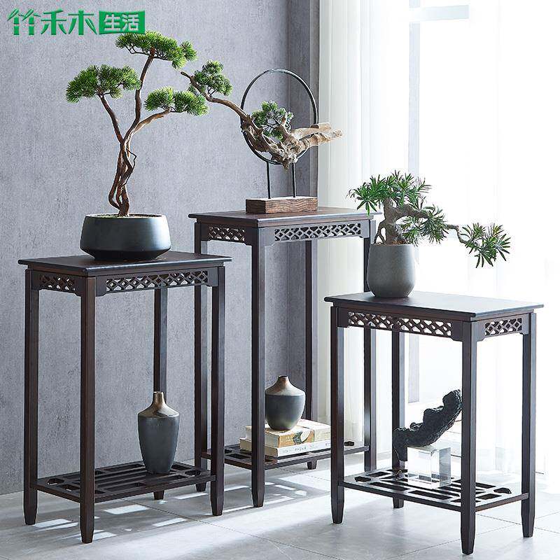 ft花架客厅落地式置物架室内花盆架新中式花架竹木仿古吊兰花架子