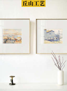 床头小镇简壁画极卧室大师海边文艺范风景客厅挂画装饰画餐厅名宿
