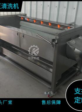 厂家货源山芋魔芋毛辊清洗机大型型大姜生姜毛刷清洗去皮机