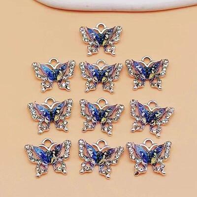10Pcs 14*16mm Lovely Animal Charms Crystal Butterfly Charms