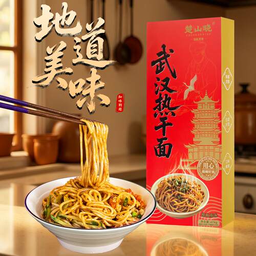 湖北百福加热干面武汉特产风味早晚餐独立礼盒装碱水面盒装474g