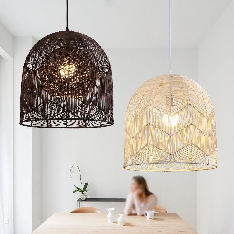 餐厅吊灯创意北欧藤艺餐桌灯民宿客厅卧室茶室简约现代设计感灯具