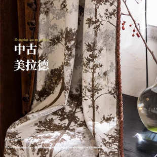 法式 客厅 复古窗帘轻奢高级感雪尼尔遮光2025新款 中古风老钱风美式