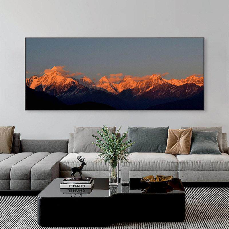 日照金山现代简约客厅装饰画贡嘎梅里雪山沙发墙挂画酒店大堂壁画