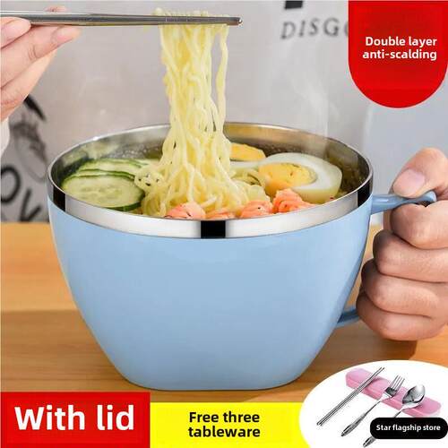 不锈钢学生上学手柄多用密封泡面