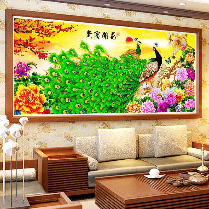十字绣20NWF25新花盛开丰富现的孔雀开花充钻石画钻石客厅粘点钻