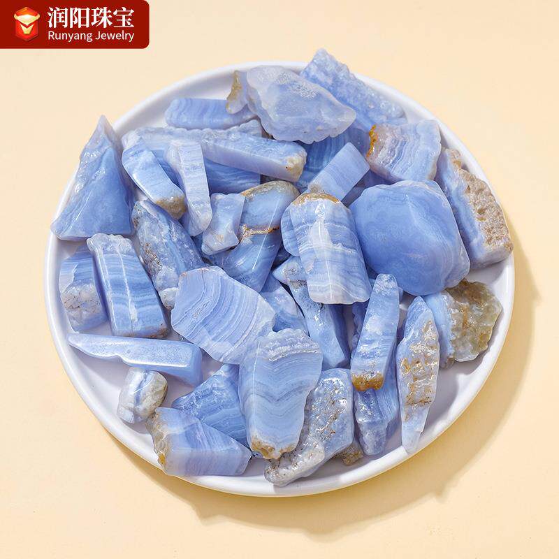 天然水晶蓝纹玉髓原石矿石标本大颗粒香薰石花盆鱼缸装饰摆件