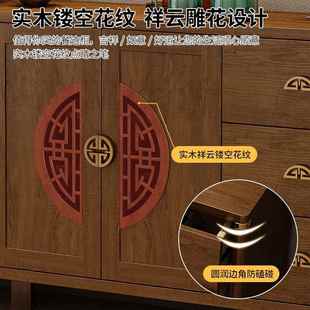 餐边柜胡桃色置物柜靠墙实木收纳柜储物柜现代家用厨房碗柜 新中式