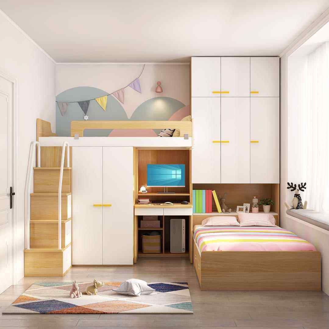 儿童错位型上下床多功能组合子母床交错式高低床双层上下铺榻榻米