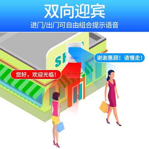 双向迎宾器欢迎光临感应器进门语音提示店铺超市商用无线感应门铃