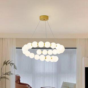 魔豆吊灯环形北欧卧室奶油风灯具现代简约客厅魔豆分子珍珠吊线灯