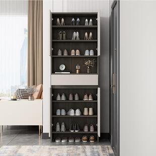 定制实木鞋柜家用门口高立式入户玄关柜一体新款阳台收纳柜极窄款