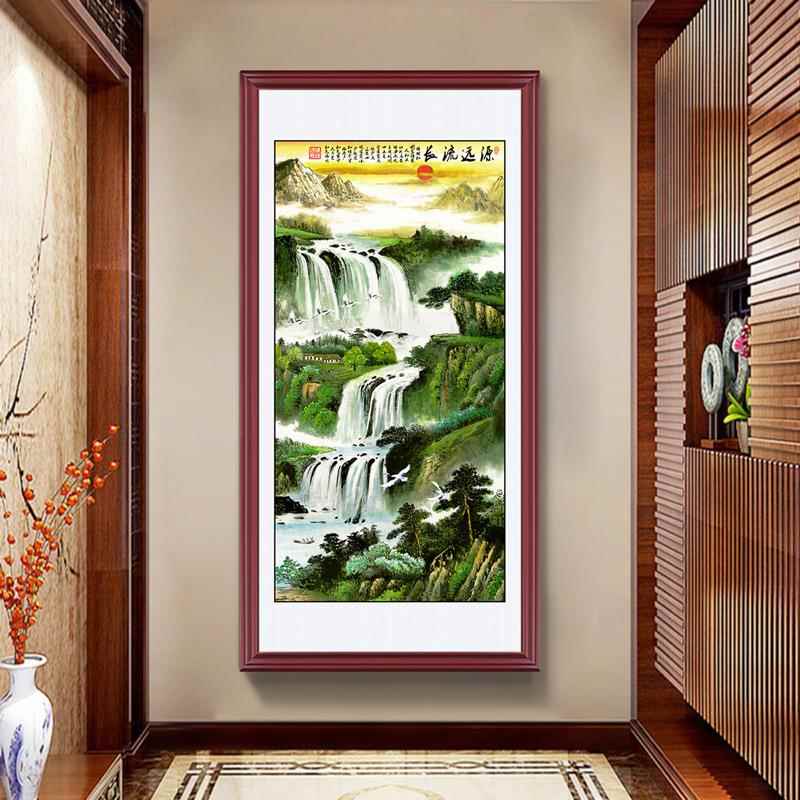 入户进玄门关道画寓意好的中山水画新式流水GH-014生财挂画走廊过