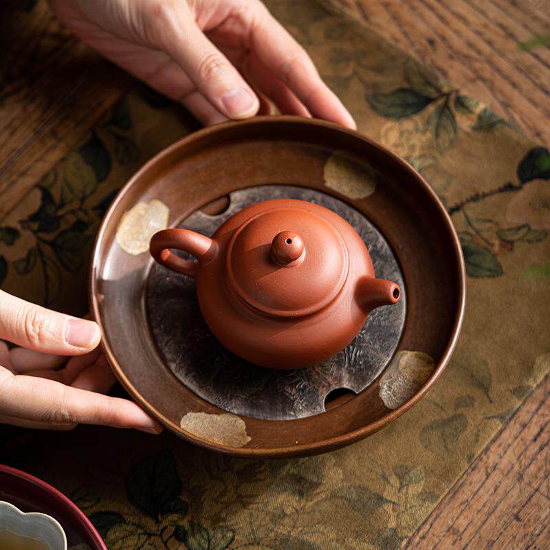 铜壶承干泡台高端铜茶盘紫砂壶托底座茶台建水茶洗茶承储水壶承盘