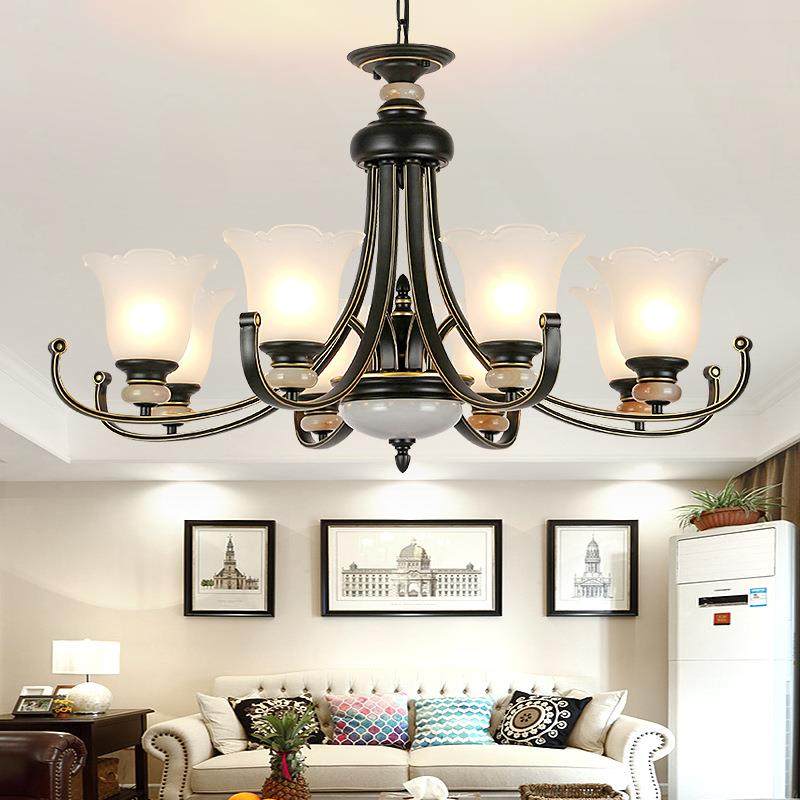 美式乡村吊灯客厅灯现代简约大气卧室餐厅灯铁艺温馨家用灯饰灯具