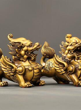 新款铜貔摆件一招福貔貅皮丘乔迁居礼品办公室对招貅财大号新酒柜