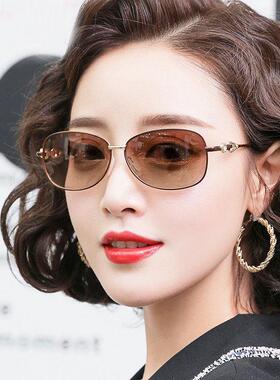 小框眼镜开车太阳眼镜女抗UV优雅复古网红街拍女士偏光小脸太阳眼
