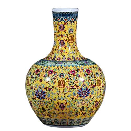 景德镇陶瓷器珐琅彩落地大花瓶花器插花中式客厅装饰品陶瓷摆件