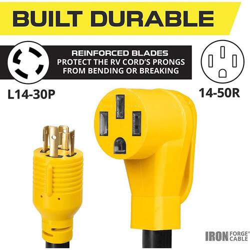 L14-30P锁定公插头转14-50R带手柄母头125 /250V10AWG RV电源线