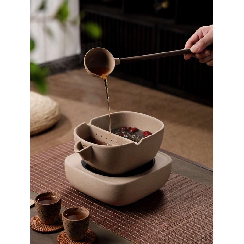 麦饭石煮茶碗古法煮茶器粗陶煮泡碗白茶陶壶煮茶炉电陶炉炭炉明火