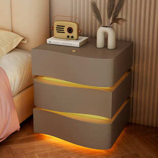 智能床头柜实木家用卧室简约现代新款 轻奢高级感床头柜子小型 爆款