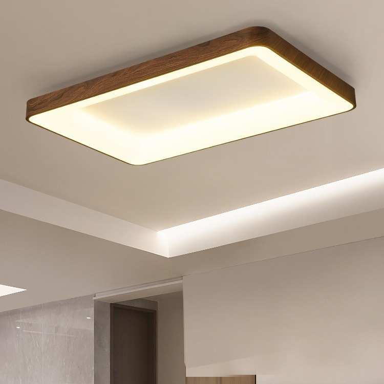 北欧LED卧室吸顶灯现代简约新中式客厅餐厅房间书房胡桃木纹灯具