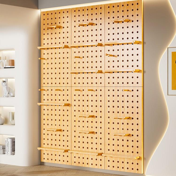 实木洞入板置洞物架可定作3墙上展示收纳架户玄墙关面背景装饰挂