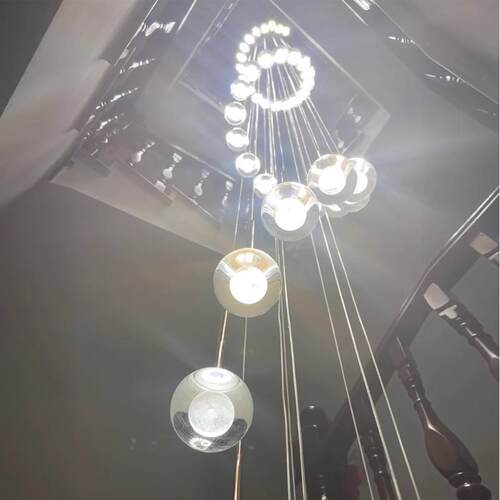 楼l跃梯吊f灯轻奢别墅层挑空客厅水晶长吊灯复式ot公寓楼梯间920