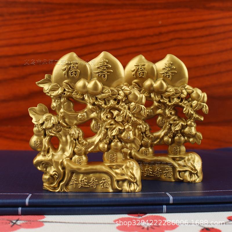 金属实心桃寿摆芦件祝品寿礼合8452金五福临门葫玄关贺寿老人生日