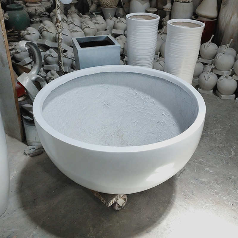 简约纯色玻璃钢落地大花瓶花器干花插花摆件客厅酒店前台绿植花盆
