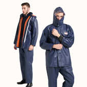 拉链双袖 千里雨 养殖裤 套装 口O 双层复合双色黑蓝雨衣背带裤