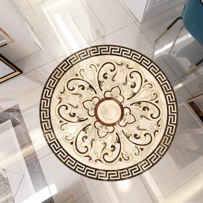 客厅门口入户地砖地板贴纸拼花圆形耐磨防滑瓷砖纸欧式贴粘自墙壁