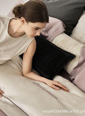 60支天丝横头拼接绣花款四件套春夏季柔软透气凉爽裸睡床上用品LA