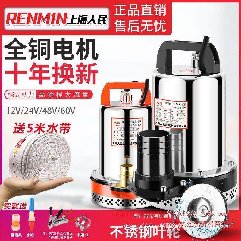 上海人民12V24V48V60V72V直流潜水泵抽水泵家用农用刷车电动车