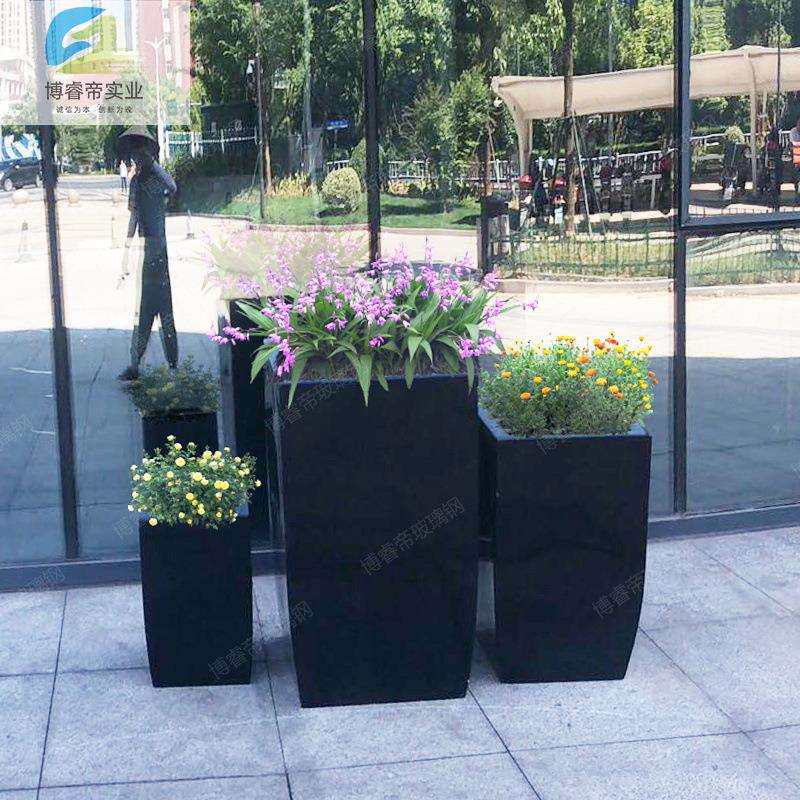 户外玻璃钢花箱方形园林花盆大型移动种植箱商场组合花钵广场花器