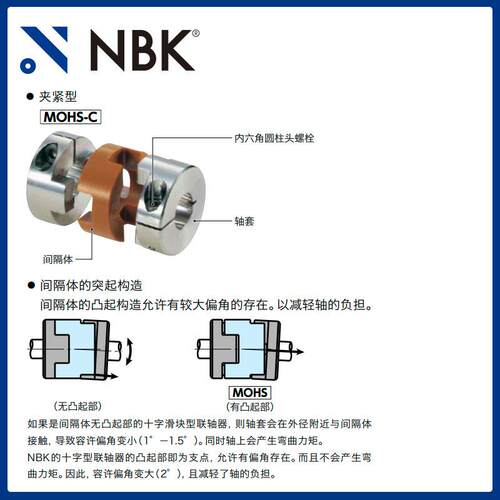 NBK MOHS-C 无尘高温环境用联轴器 不锈钢夹持型 十字滑块联轴器
