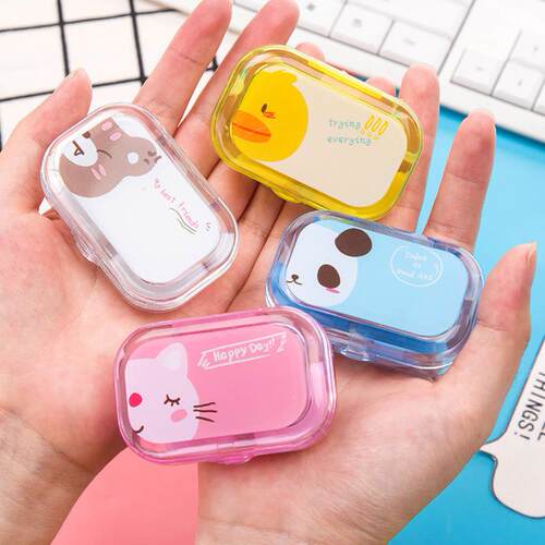 Portable tweezer with a cute cartoon pattern contact lens ca