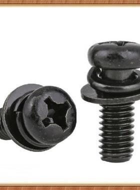 黑色十字盘三组M合螺丝MQQM2M2.5M3M4M56圆头平垫弹垫组合螺头钉
