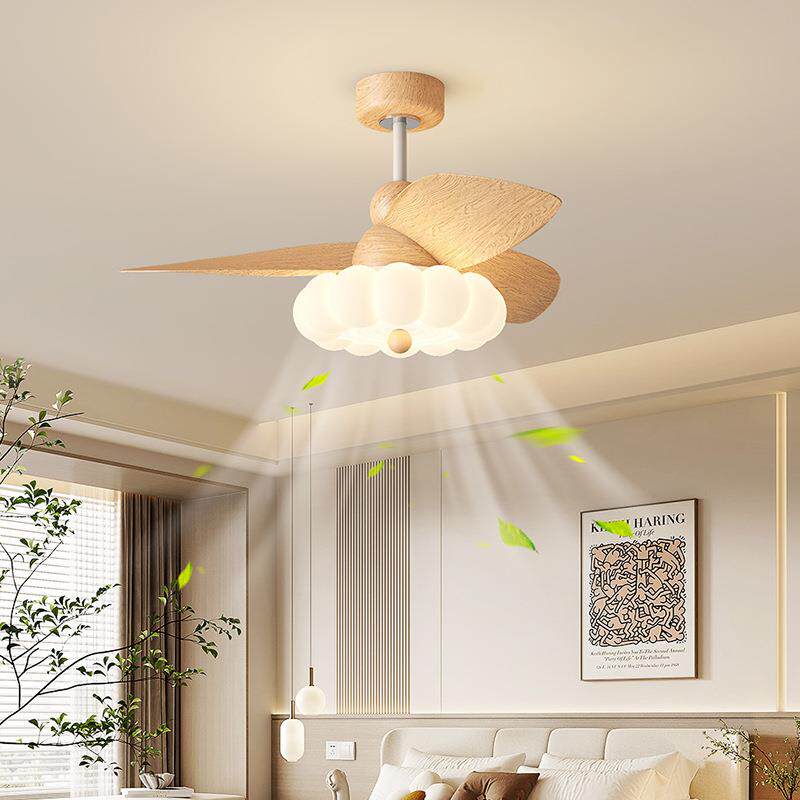 餐厅风扇灯卧室吊扇灯客厅家用现代简约复古滚塑北欧吊灯中山灯具