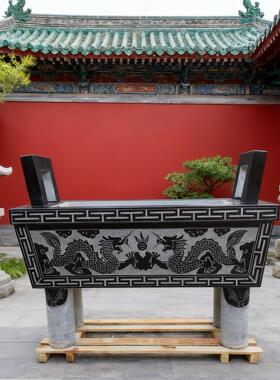 石雕香炉青石香炉长方形寺庙焚香炉祠堂祭祀供桌小型家用墓地圆鼎