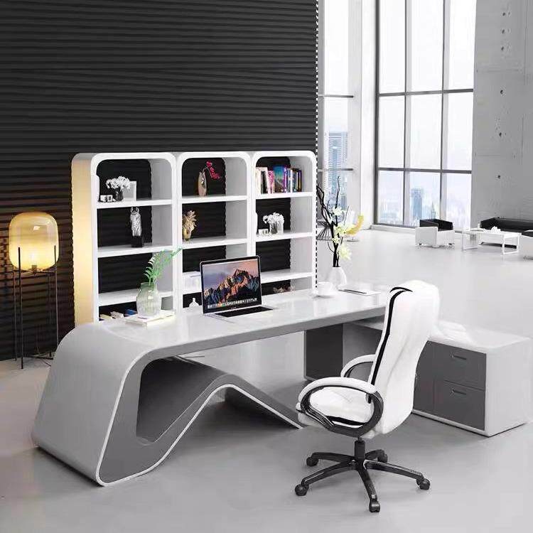 简约现代白色办公桌创意烤漆老板桌办公室总裁桌经理桌时尚大班台