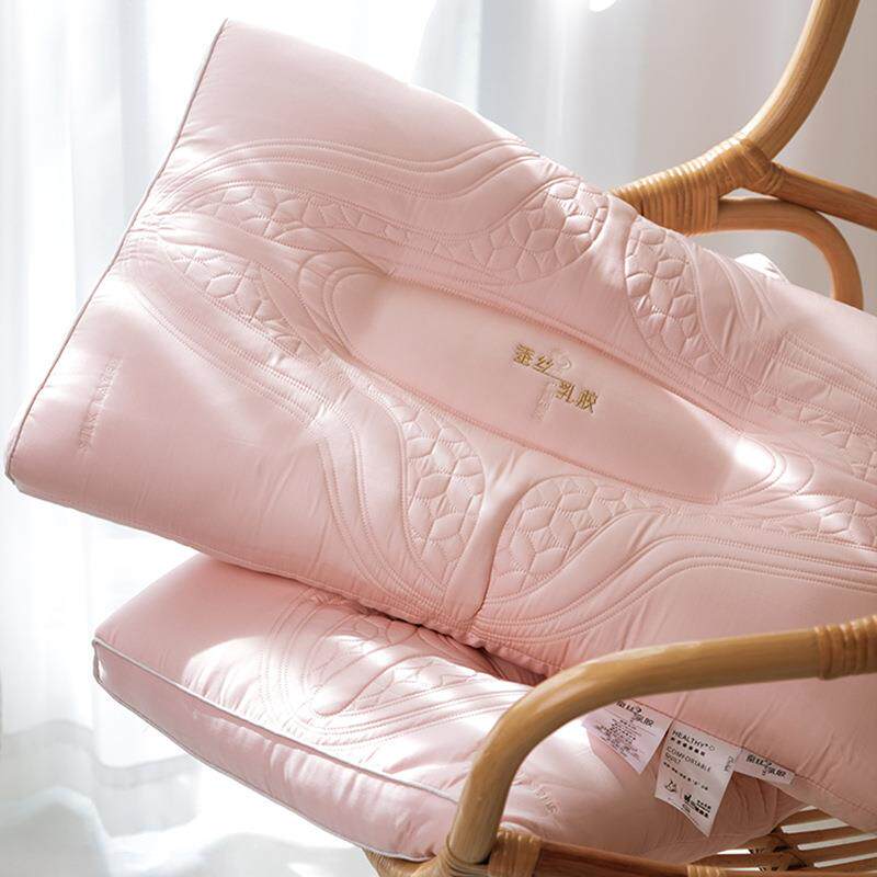 夏季乳胶蚕丝枕头柔软丝滑单人护颈椎助睡眠羽丝绒枕芯不塌陷整头