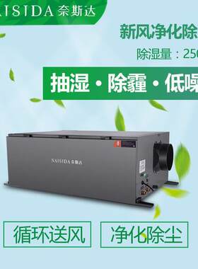 250L大功率新风除湿机吊顶式新风机换气过滤地下室空气交换