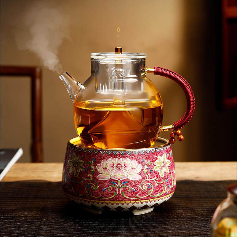 璃享 家用玻璃蒸汽煮茶壶纯手工耐高温茶水分离花茶泡茶壶可加热