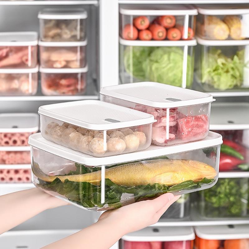 冰箱收纳盒食品级保鲜盒厨房蔬菜冻肉食物收纳盒带盖冰箱冷冻盒子