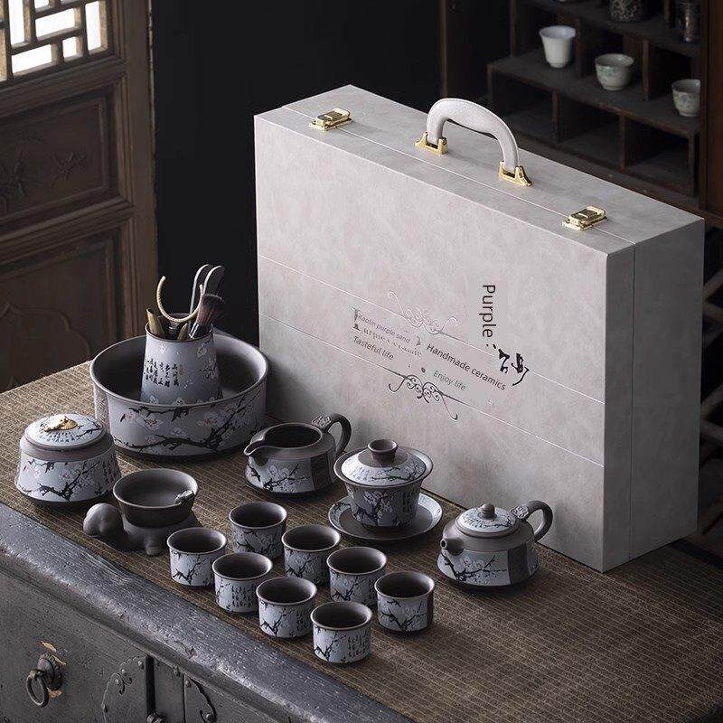 紫砂功夫茶具2025新款可访问豪华高端陶瓷家用茶壶、茶杯、托盘高